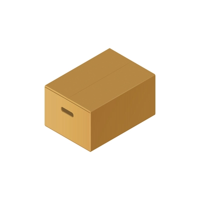 Closed cardboard box on white background 3d icon isometric vector illustration