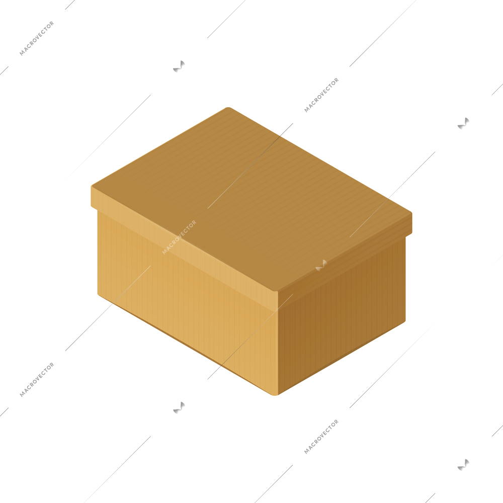 Cardboard recyclable box with cover on white background 3d vector illustration