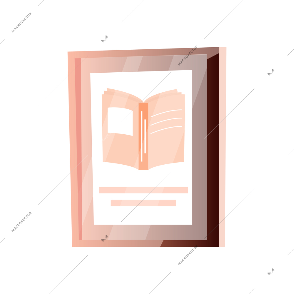 Picture of book in frame flat icon on white background vector illustration