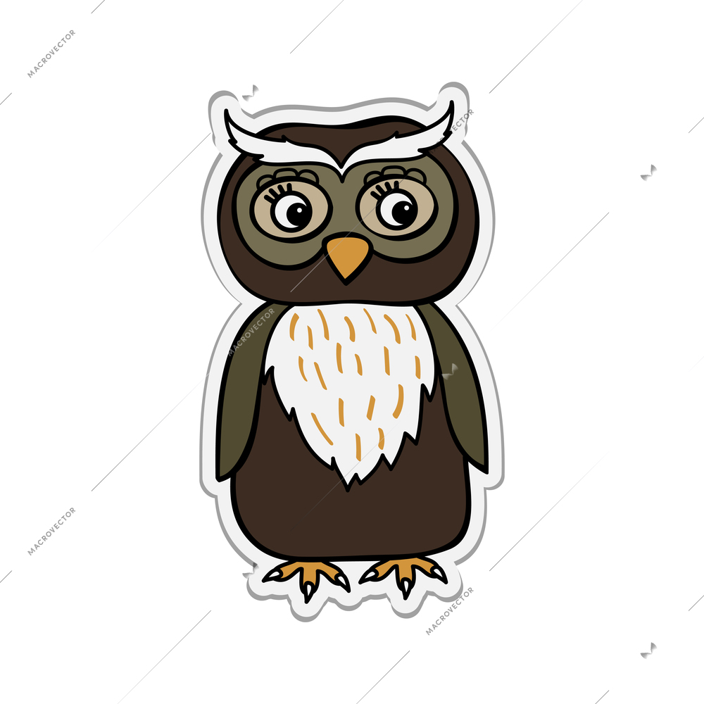 Cartoon owl bird on white background vector illustration