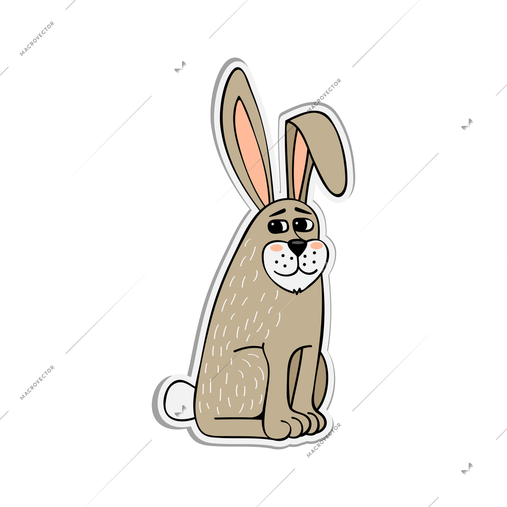 Wild hare on white background cartoon vector illustration