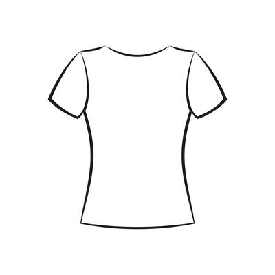 White template of female t-shirt back view flat vector illustration