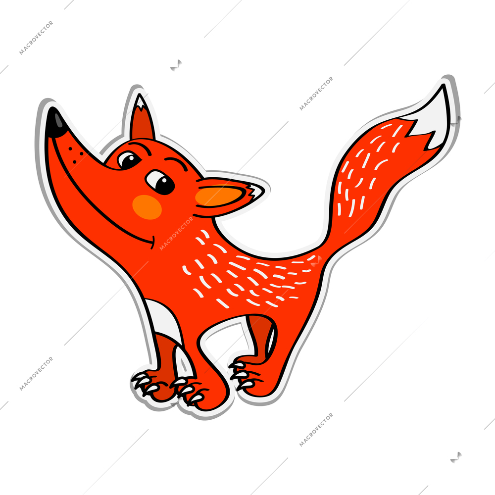 Cute funny fox on white background cartoon vector illustration