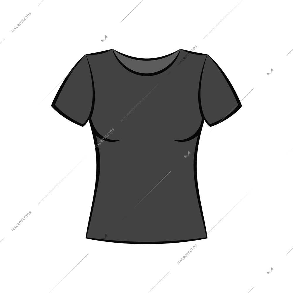 Flat template of black female front view t-shirt vector illustration