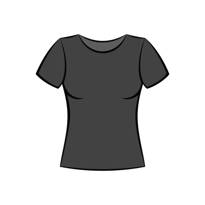 Flat template of black female front view t-shirt vector illustration