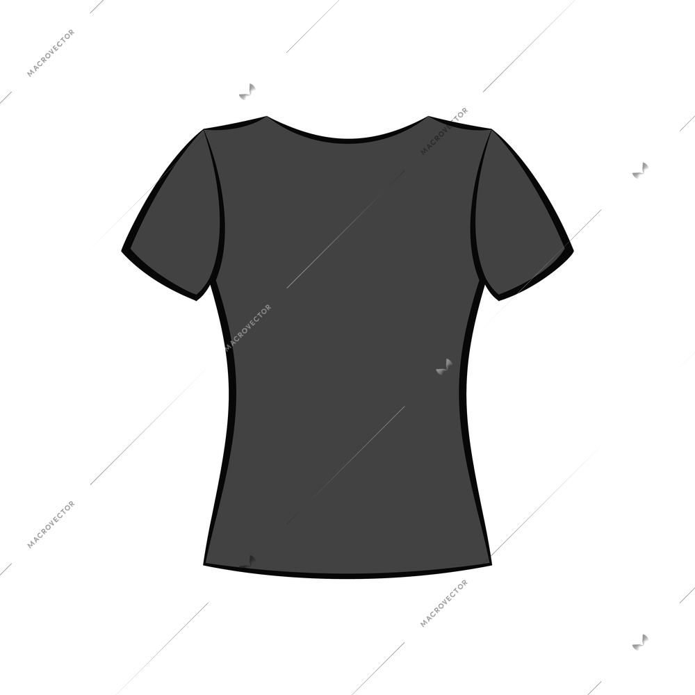 Female t-shirt back view template on white background flat vector illustration