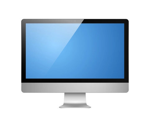 Modern computer monitor on white background realistic vector illustration