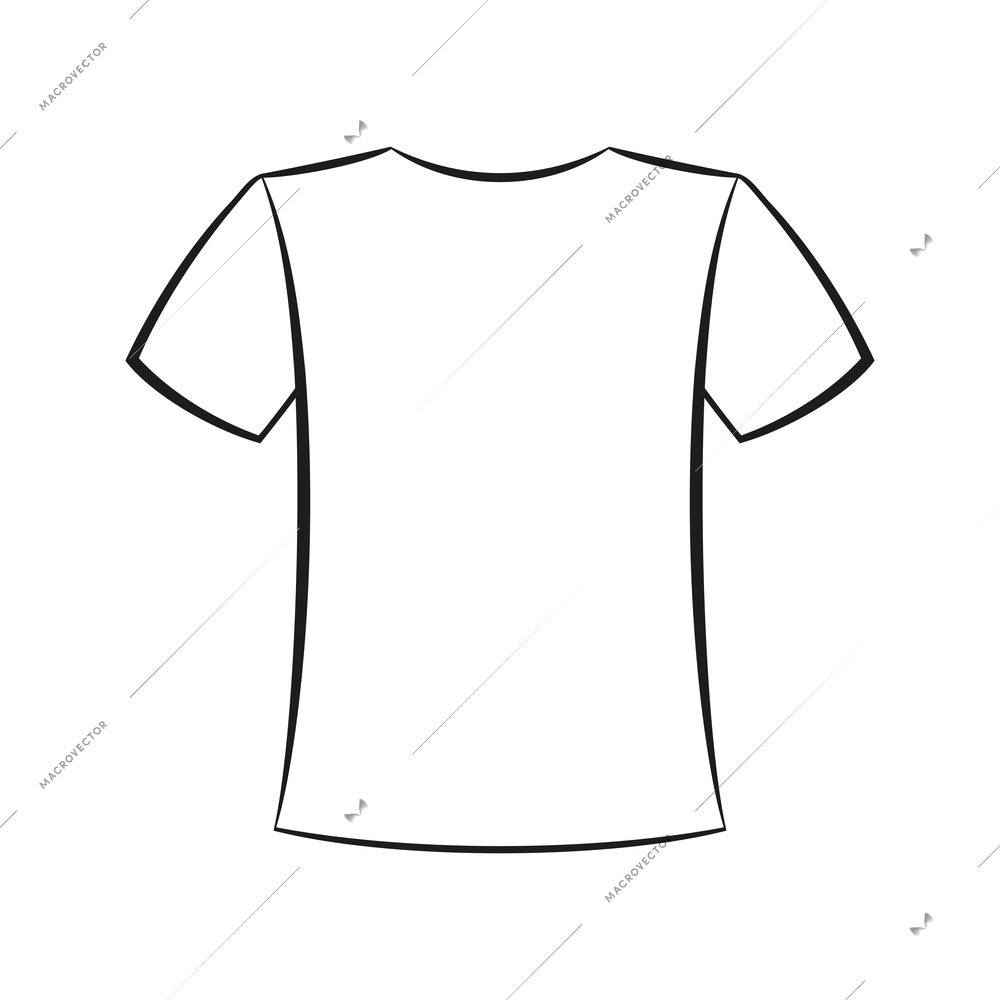 Back view of white unisex t-shirt flat vector illustration