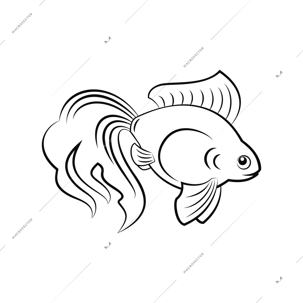 Icon of goldfish silhouette on white background flat vector illustration