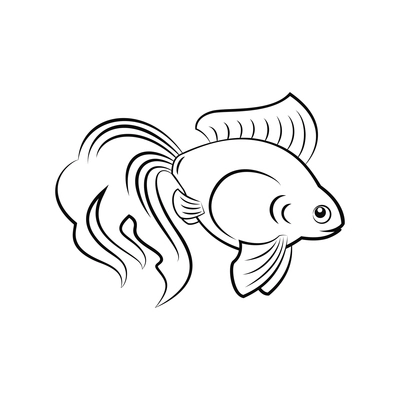 Icon of goldfish silhouette on white background flat vector illustration