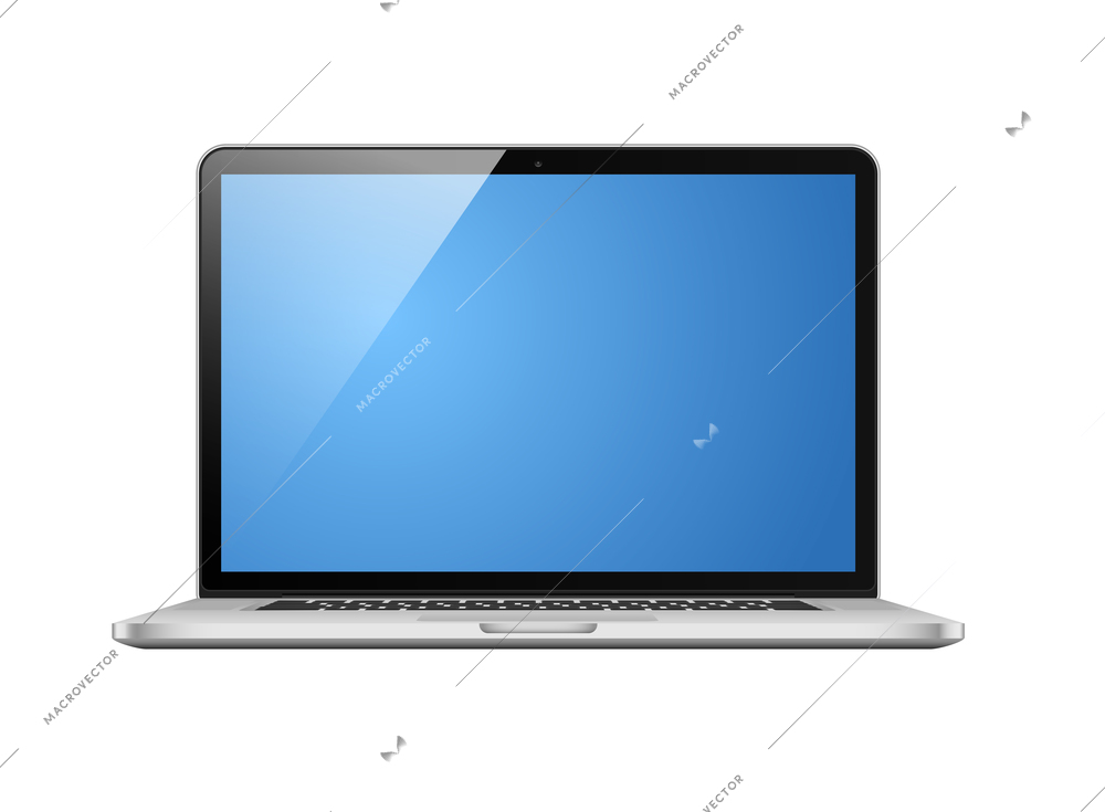 Realistic laptop with blank screen on white background vector illustration