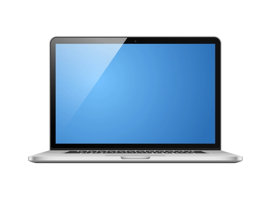 Realistic laptop with blank screen on white background vector illustration