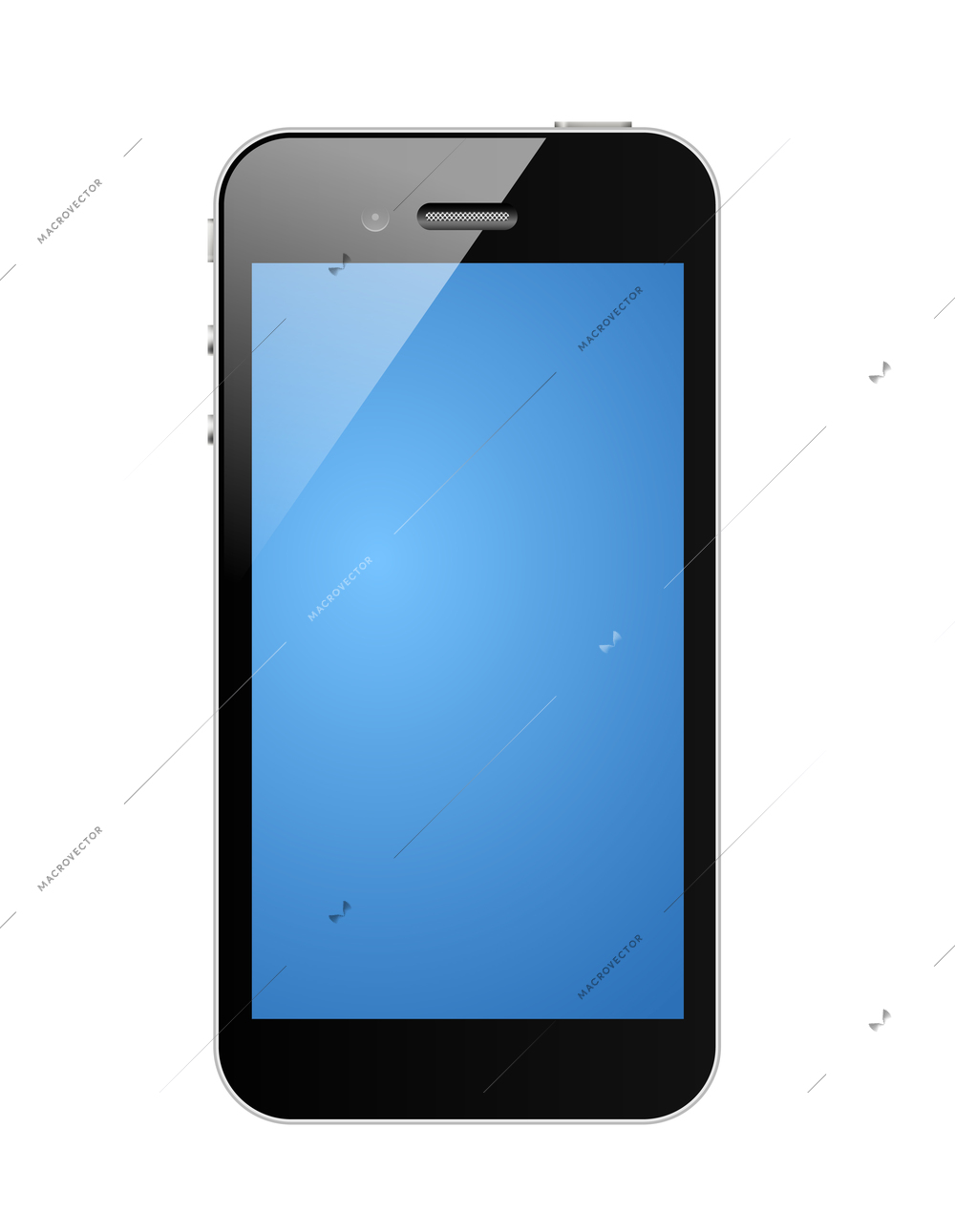 Realistic icon of black smartphone on white background vector illustration