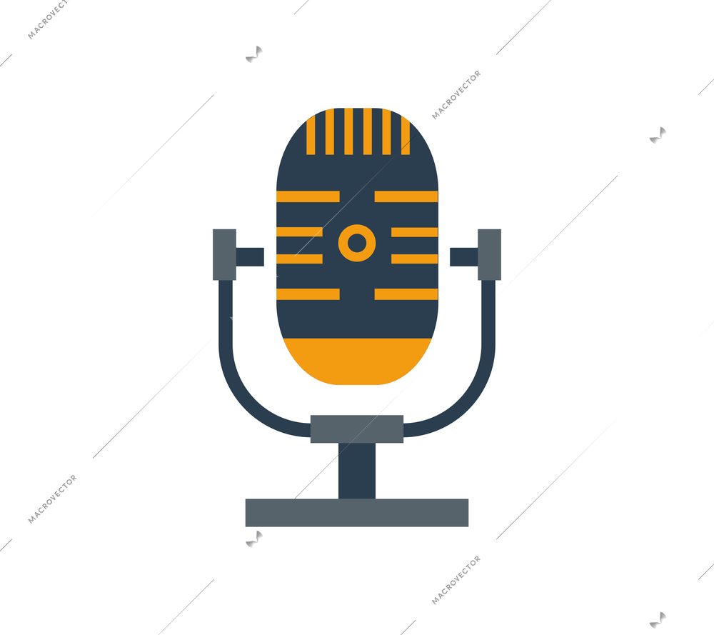 Flat design icon of retro microphone vector illustration