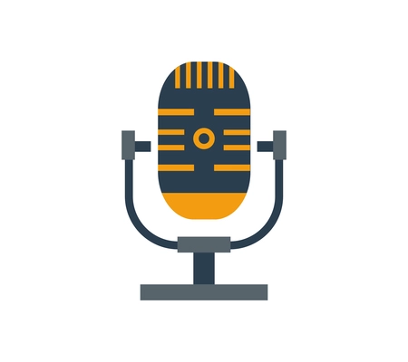 Flat design icon of retro microphone vector illustration