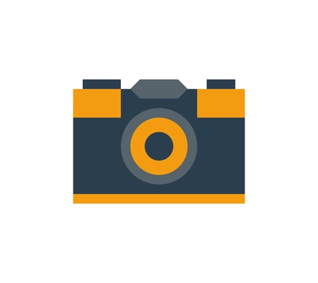 Retro style flat photo camera on white background vector illustration