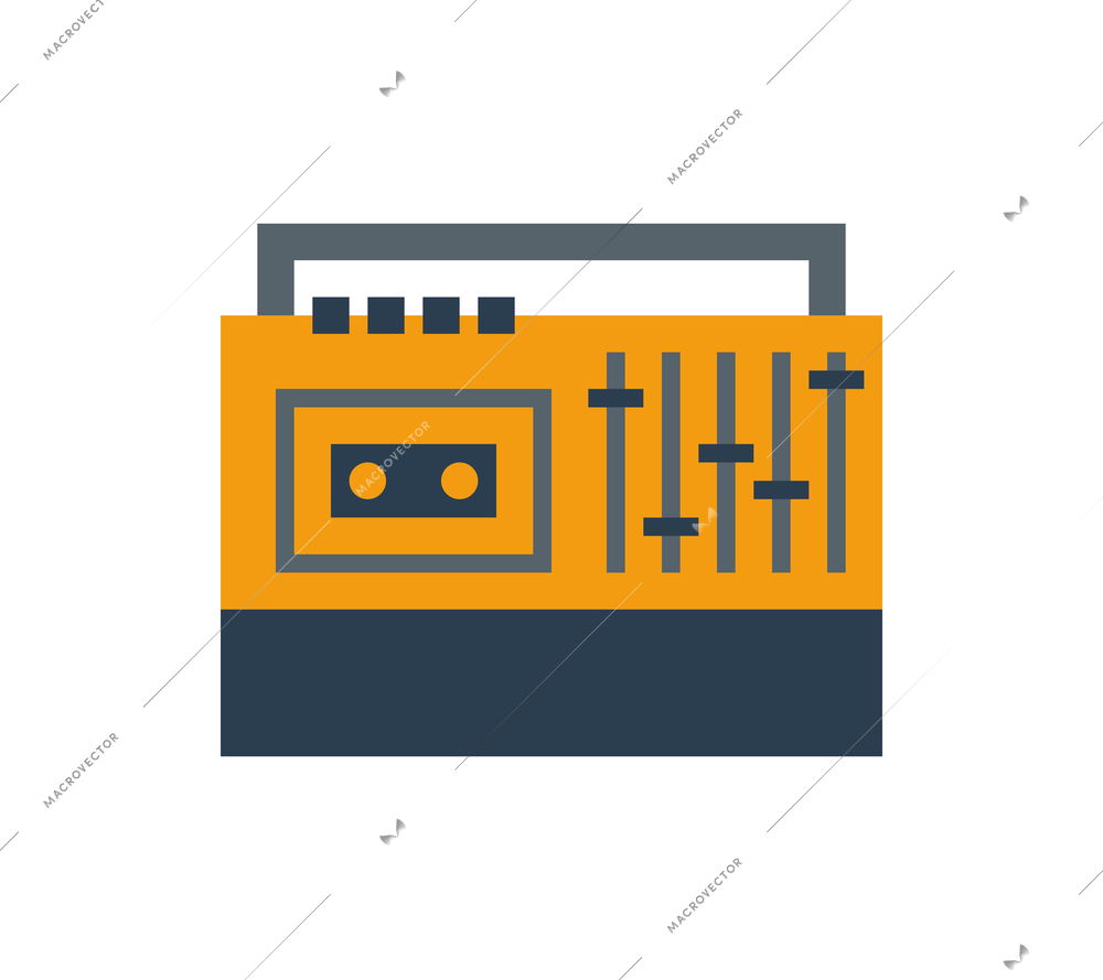 Flat tape recorder in retro style on white background vector illustration