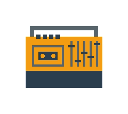 Flat tape recorder in retro style on white background vector illustration