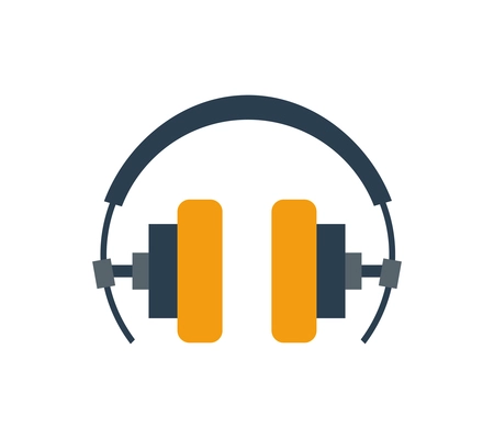 Retro yellow and grey headphones flat vector illustration