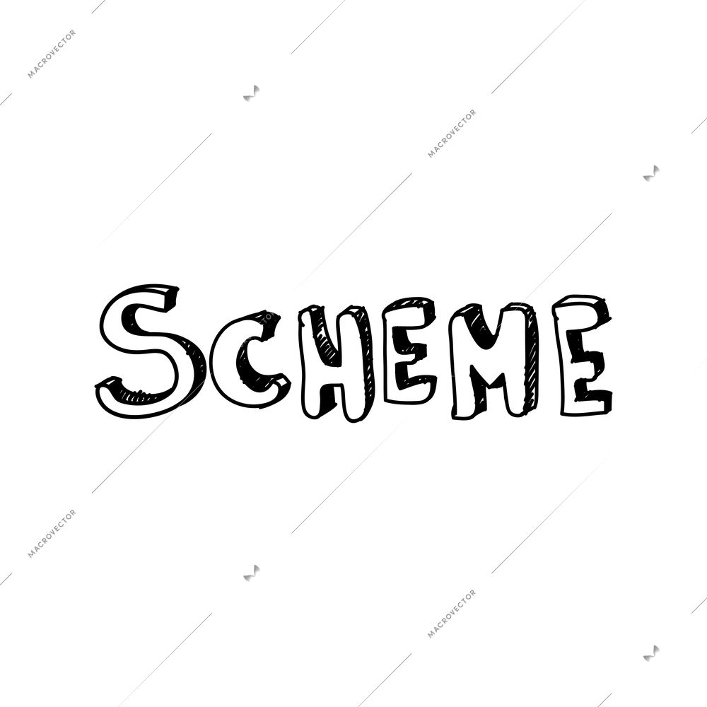 Word scheme in hand drawn doodle style on white background vector illustration