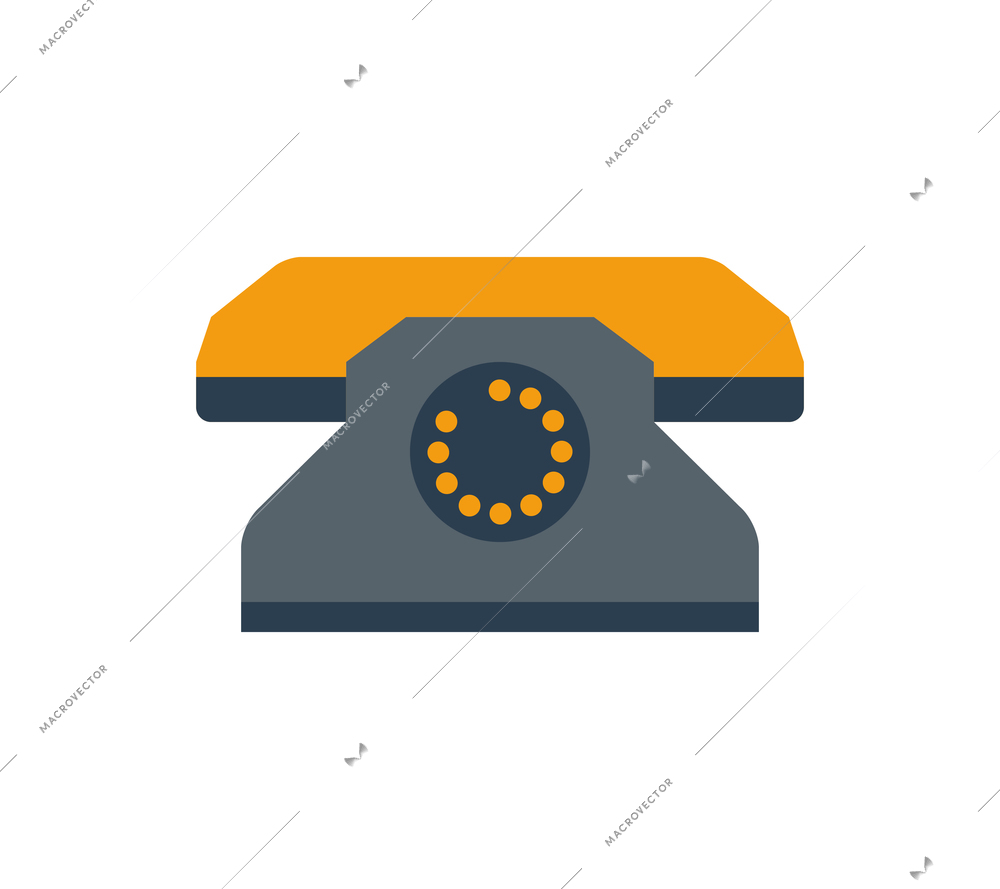 Rotary telephone in retro style on white background flat vector illustration