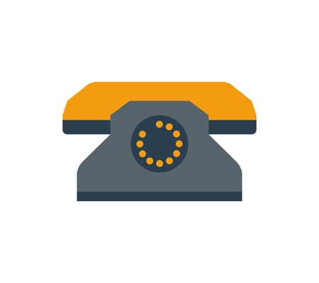 Rotary telephone in retro style on white background flat vector illustration