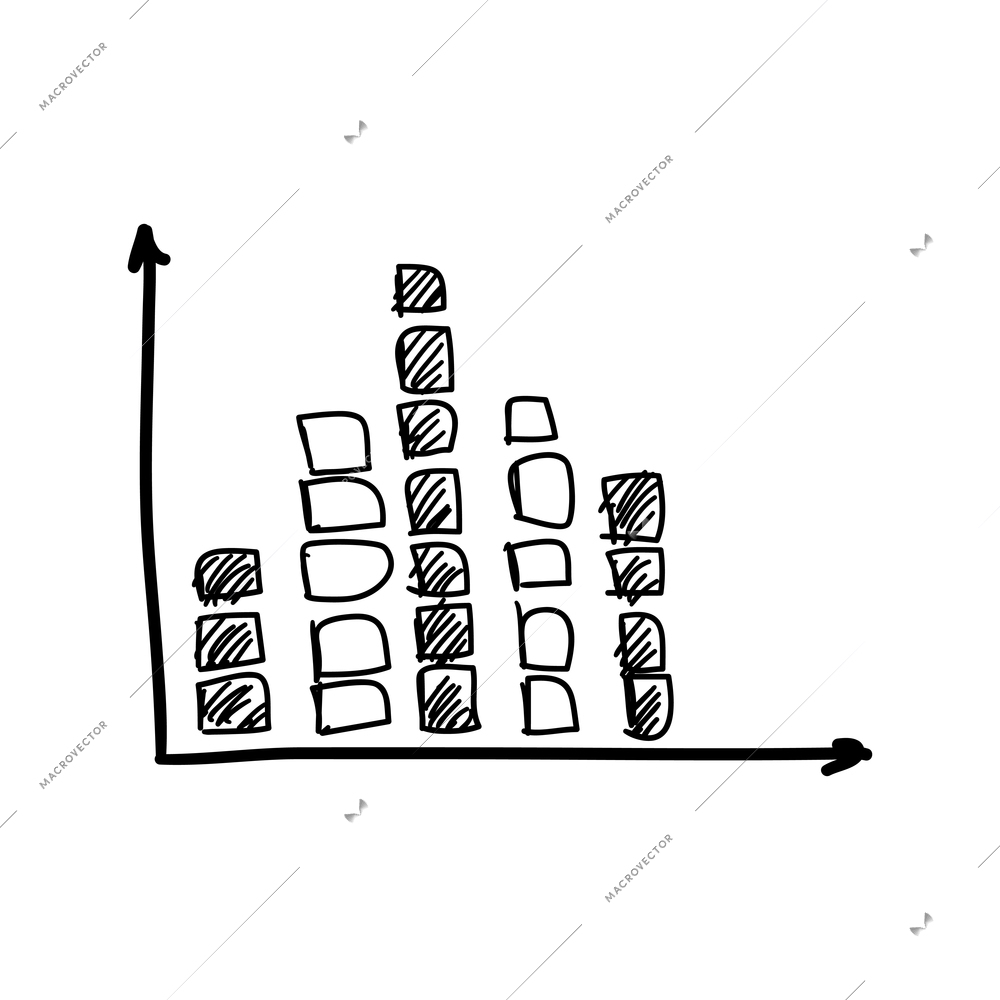 Abstract business graph template on white background doodle vector illustration