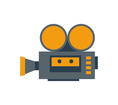 Retro video camera on white background flat vector illustration