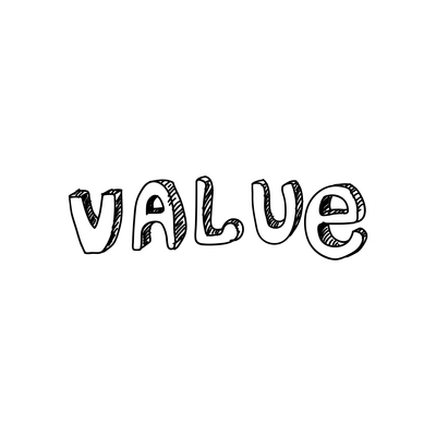 Doodle style word value hand drawn on white background vector illustration