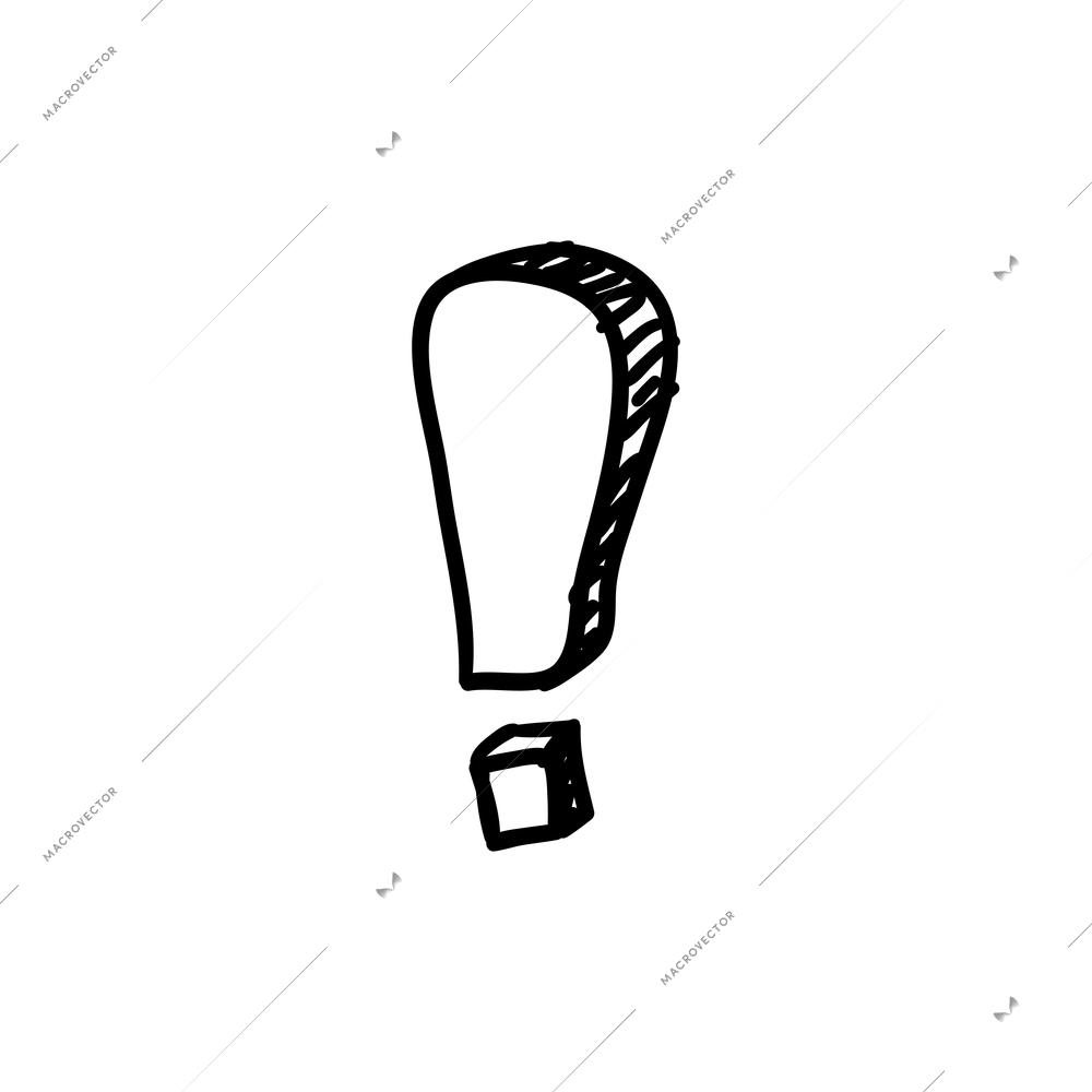 Exclamation mark in hand drawn style doodle vector illustration