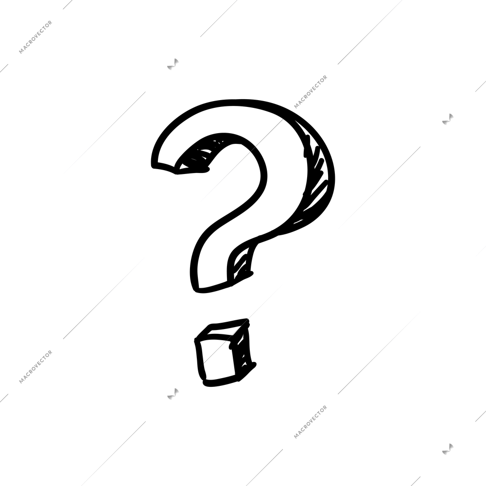 Doodle question mark on white background vector illustration