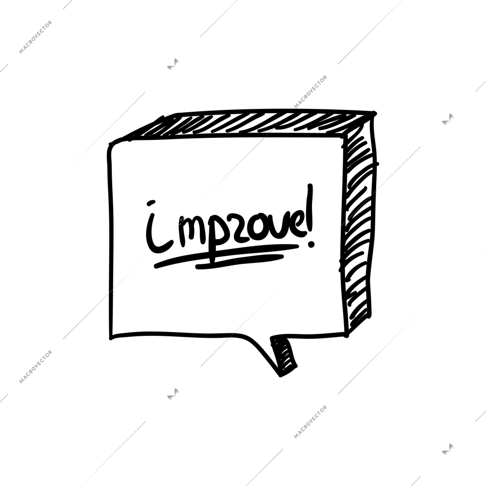 Hand drawn word improve in speech bubble doodle business vector illustration