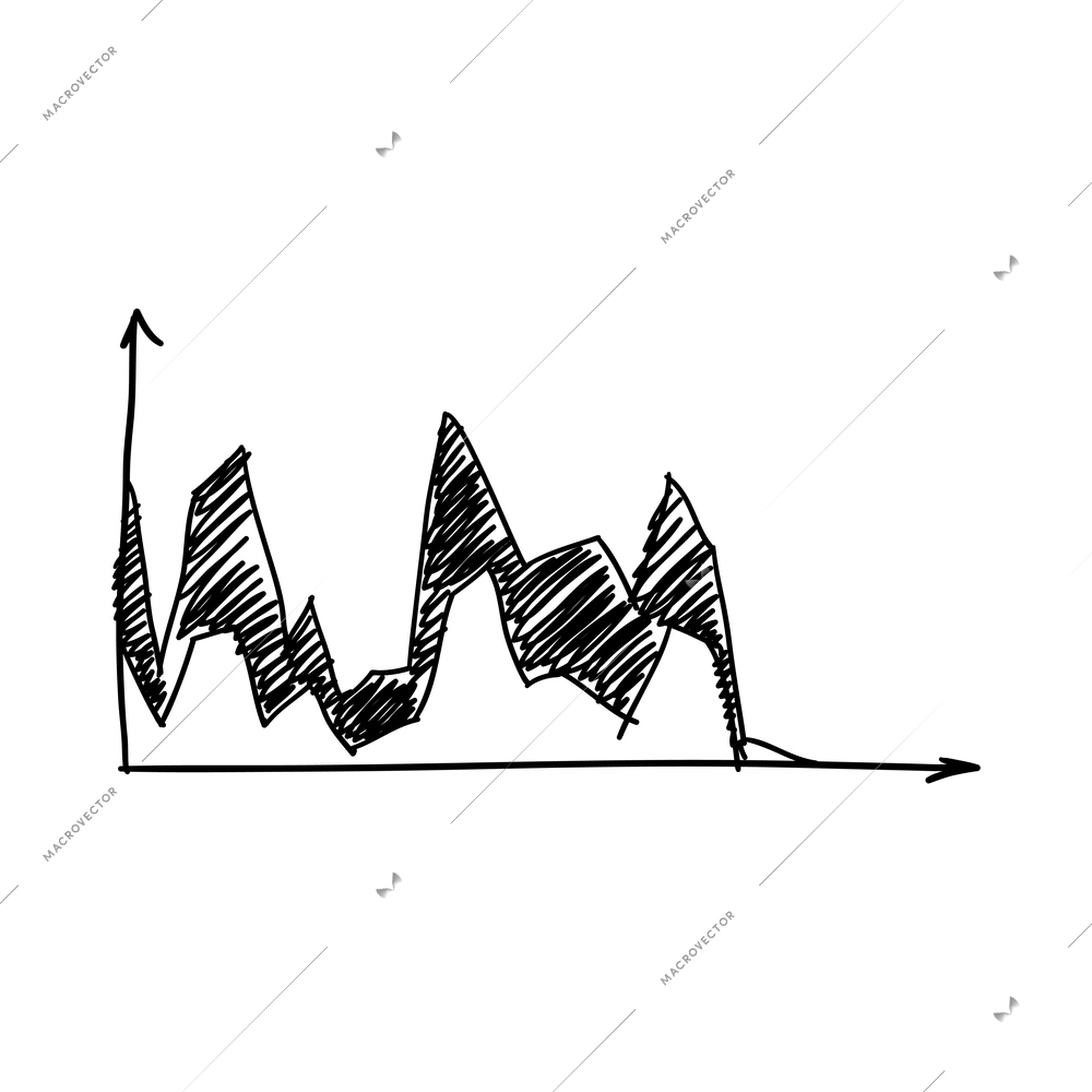 Doodle line graph on white background hand drawn vector illustration