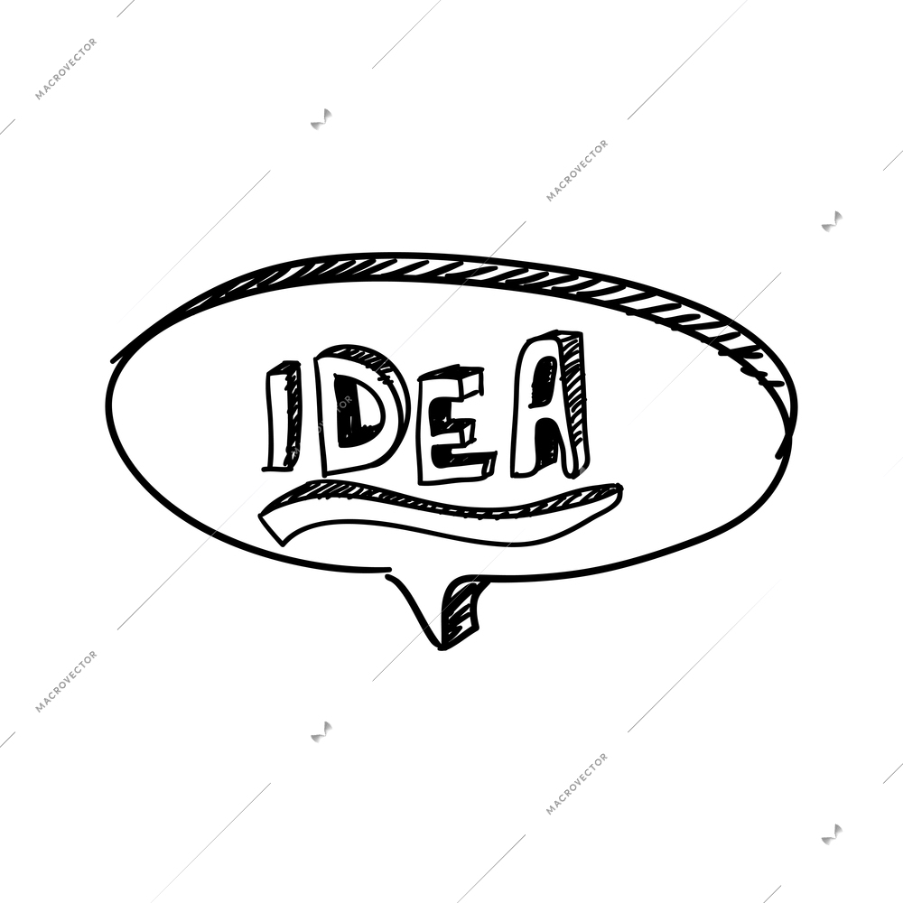 Speech bubble with word idea business doodle vector illustration