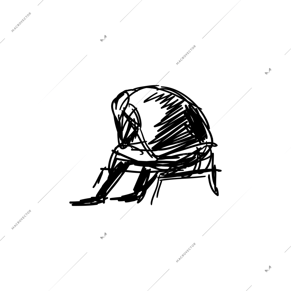 Doodle icon with character of depressed businessman vector illustration