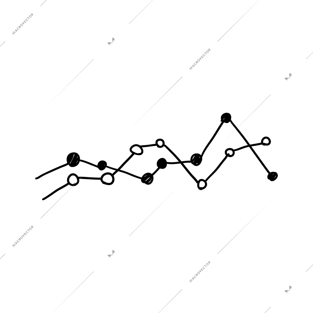 Doodle business line graph on white background vector illustration