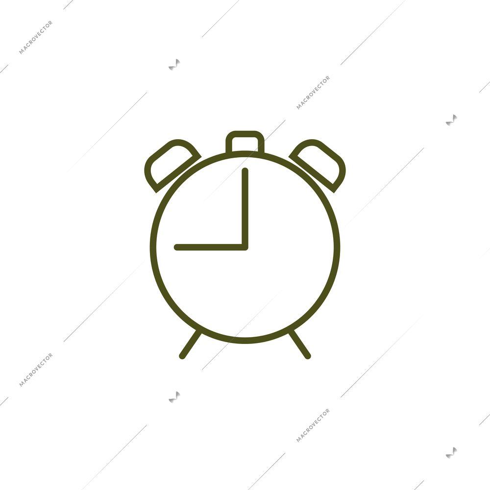 Retro alarm clock simple icon on white background flat vector illustration