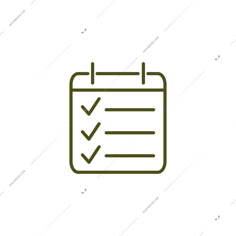 Simple icon of planner page with marked done tasks flat vector illustration