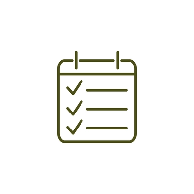 Simple icon of planner page with marked done tasks flat vector illustration