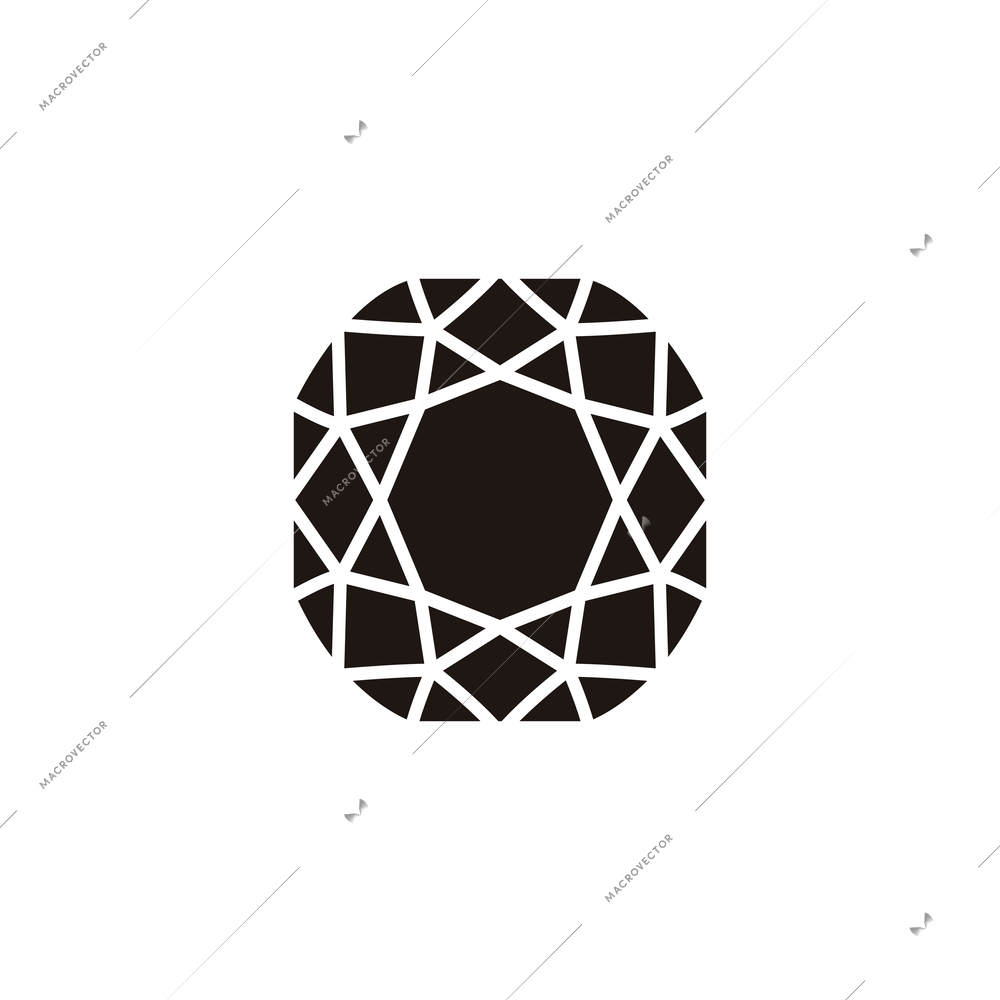 Monochrome diamond geometry icon on white background flat vector illustration