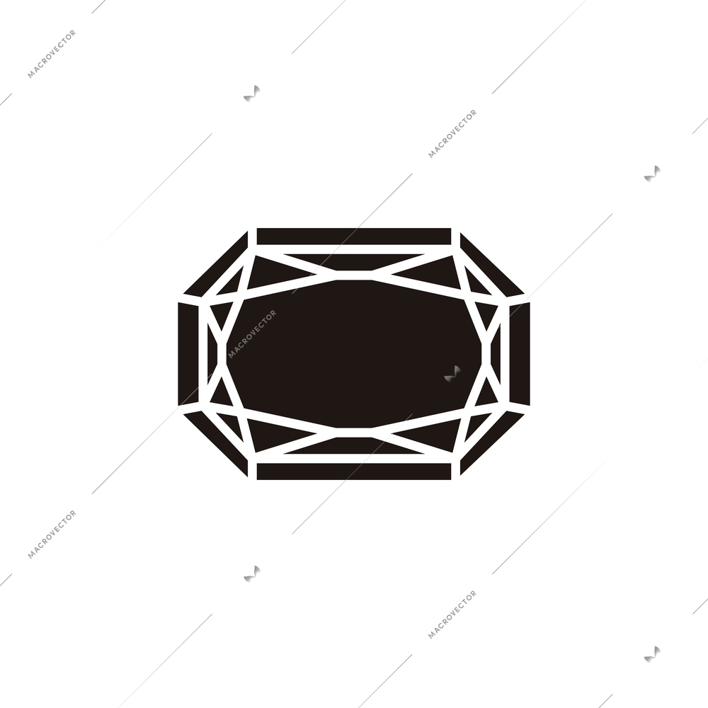 Black and white gem stone icon flat vector illustration