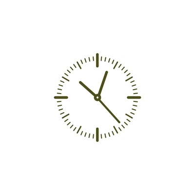 Simple clock face with hour minute and second hands icon flat vector illustration