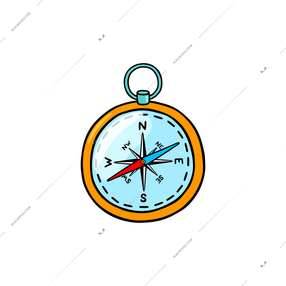 Compass color flat icon on white background vector illustration