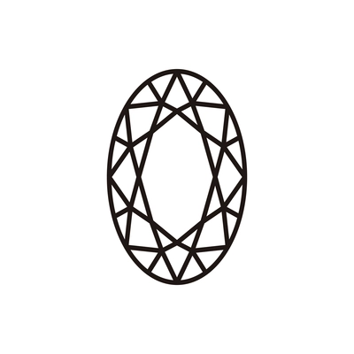 Flat line gem stone of oval shape on white background vector illustration