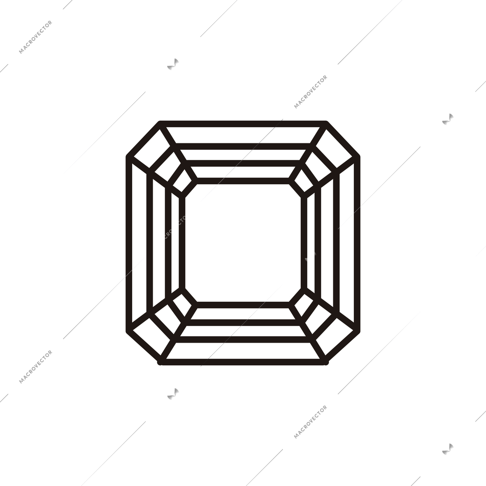 Black and white icon of square diamond flat vector illustration