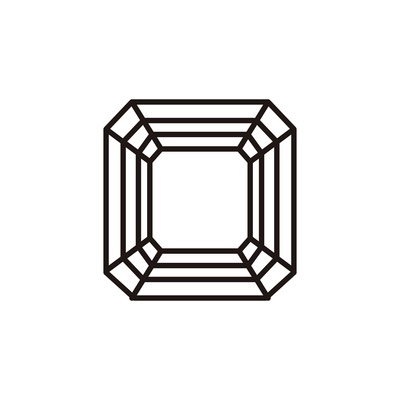 Black and white icon of square diamond flat vector illustration