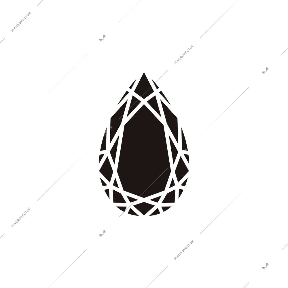 Diamond in shape of drop on white background flat vector illustration