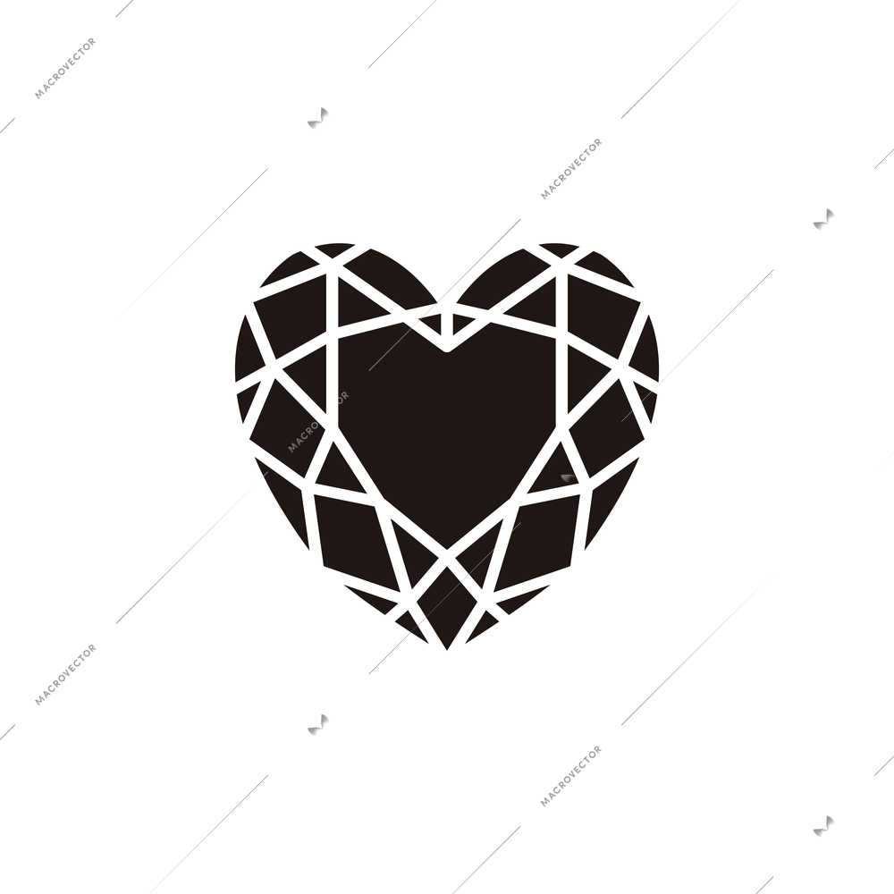 Flat diamond in shape of heart vector illustration