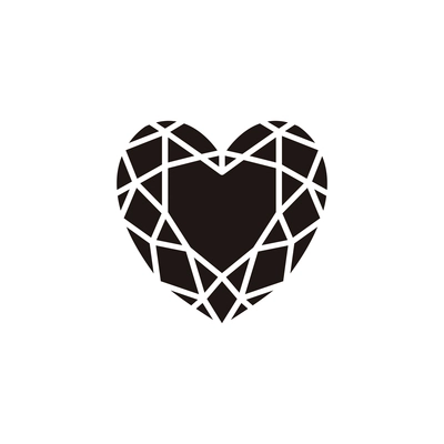 Flat diamond in shape of heart vector illustration
