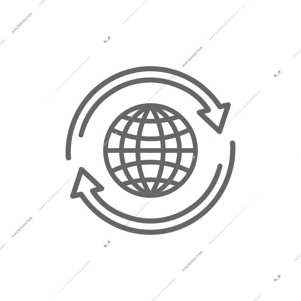 Flat icon of globe with arrows around symbol on white background vector illustration